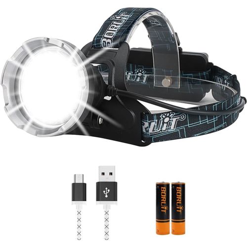 Asas-B10 Lampe Frontale Rechargeable Usb-C,2000 Lm Lampe Torche Led Ultra Puissante Avec Sos-Sifflet,4 Modes D'eclairage & 90° Réglable,Ipx5 Étanche Lampe De Poche Pour Camping Peche