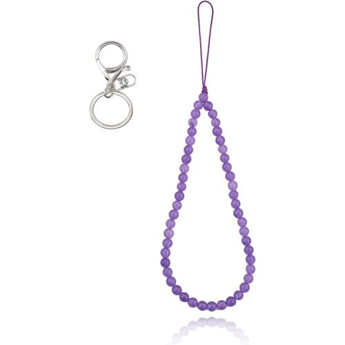 Asas-Sangles De Poignet En Pierre Naturelle Pour Téléphone,Breloques En Pierres Précieuses De Jade Violettes,Lanière Anti-Perte Pour Porte-Clés De Téléphone