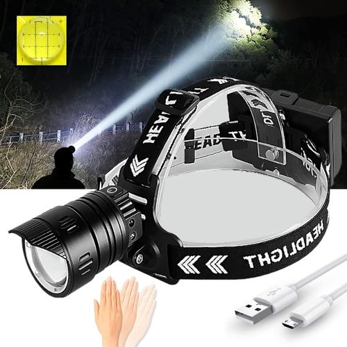 Asas-Lampe Frontale Led Ultra Puissante 10000 Lumens Lampe Frontale Rechargeable Xhp90.2 Avec Capteur De Mouvement,Ipx5 Étanche,3 Modes Torche Frontale Pour Camping,Chasse,Pêche,Randonnée