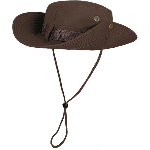 Asas-Safari Chapeau Soleil Homme Large Bord Piable Coton Respirant Cowboy Style Boonie Chapeau De Brousse Avec Menton Réglable Pour Randonnée Peche Chasse Camping