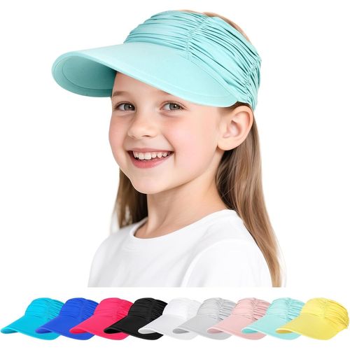 Asas-Visiere Casquette À Large Bord Pour Filles De 4 À 12 Ans,Chapeau De Soleil Anti-Uv Protection Solaire,Casquette De Plage Légère Et Respirante,Chapeau Pour Refroidir La Tête Chapeau D'été