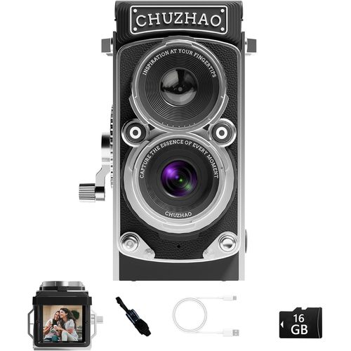 asas-Mini Appareil Photo Numérique Rétro,Vidéo Full Hd 1080P,Mise Au Point Automatique 12 Mégapixels,Appareil Photo Numérique Point And Shoot Avec Carte Mémoire De 16 Go,Compact Et Exquis Pour Les