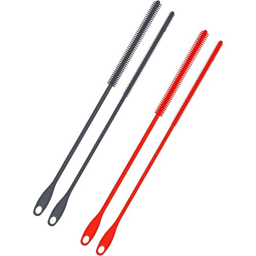 asas-4 Brosses Paille Silicone,6Mm+8Mm Long Nettoyant Paille Bouteille Suspendue Réutilisable Outil Lavage Paille Brosse Pliable Brosse Fine Pour Tuyau En Verre,Paille Métallique(Rouge,Gris)