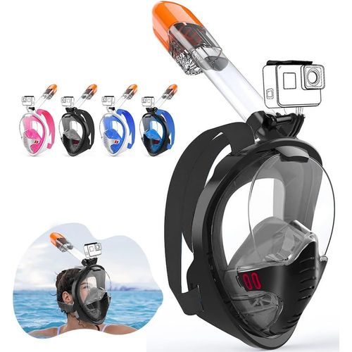 Asas-Masque De Plongée Intégral Avec Tuba Pour Adultes Et Enfants-Vision À 180 °-Anti-Buée-Avec Position Caméra