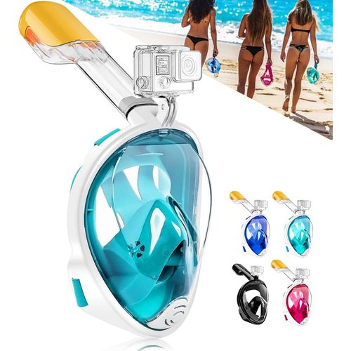 Asas-Masque De Plongée Intégral À 180 °,Respiration Libre,Technologie Anti-Buée Et Anti-Fuite Avec Sangles Réglables Pour Adultes,Adolescents,Enfants(Vert,L-Xl)