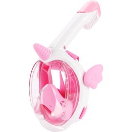 Asas-Masque De Plongée Enfants,Masque Tuba Intégral Avec Vue Panoramique À 180°,Masque Piscine Enfant,Anti-Buée Et Anti-Fuite Masque De Snorkeling Enfant-Rose Licorne Xs