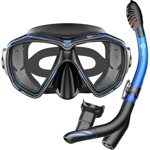 Asas-Masque De Plongée,Masque Tuba Adulte,Le Masque Plongee Étanche Est En Verre Trempé,Anti-Buée Et Étanche,Équipé D'un Tube De Respiration Sèche De Haute Qualité À 3 Canaux Pour Adultes