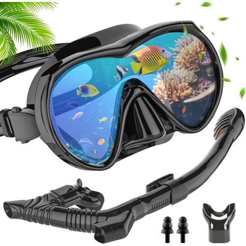 Asas-Masque Plongée Adulte,Masque Tuba,Ensemble De Tuba Sec Avec Lunettes De Plongée Anti Buée Et Tuba 3 Canaux,Masque Snorkeling Adulte Pour La Plongée En Apnée Et La Natation