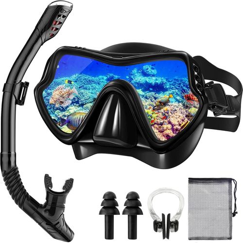 Asas-Masque Plongée Adulte,Kit De Masque De Plongée Avec Tuba,Masque Tuba Adulte Snorkeling,Masque De Plongée Anti-Buée,Avec Lentille En Verre Trempé Pour La Plongée En Apnée