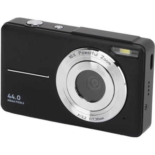 asas-Appareil Photo Numérique,Caméra Vidéo Fhd 1080P,Caméra De Vlogging À Mise Au Point Automatique,Petit Appareil Photo Numérique Compact De 44 Mp Avec Zoom Numérique 16X,(Black)