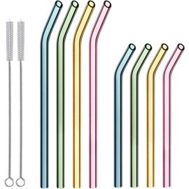 Pailles Verre Truein Lot 10 Réutilisables Lot 10 Pailles Verre Réutilisables 21,5cm - Lave-Vaisselle 2 Brosses - Bubble Tea & Smoothies Paille Verre Borosilicate