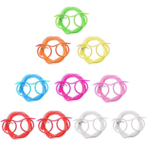 Asas-10 Pièces Pailles De Lunettes En Plastique,Pailles Réutilisables,Lunettes Paille Nouveauté,Pailles De Lunettes Drôles De Fête,Pailles Fantaisie,Pour Enfants,Fêtes,Danniversaire(8 Couleurs)