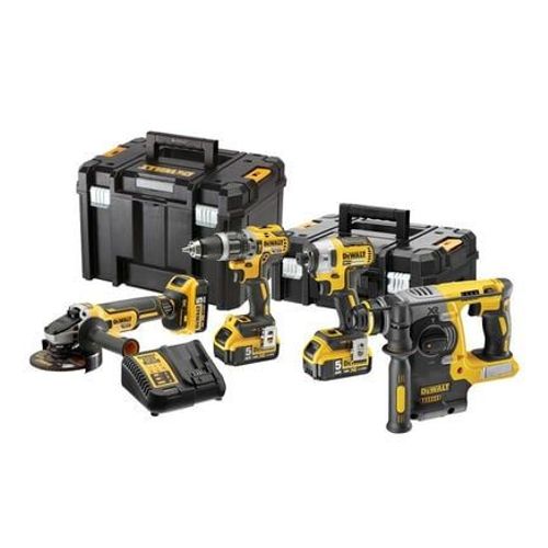 Dewalt - Pack de 4 outils 18V (DCH273/DCG405/DCD796/DCF887) + 3 batteries 5 Ah + chargeur + coffret TSTAK  - DCK422P3T  - Gris
