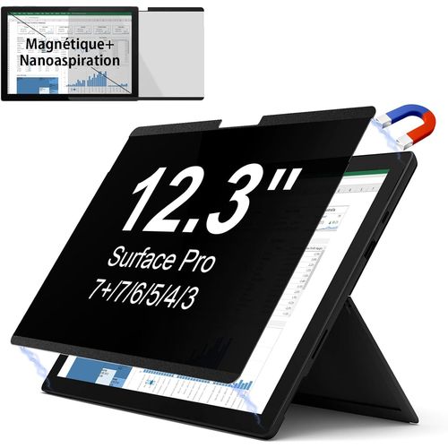 asas-Filtre De Confidentialité Magnétique Pour Microsoft Surface Pro 7 Plus/7/6/5/4/3-12,3 Pouces,Movible,Anti-Espion,Anti-Espion,Protection De Confidentialité