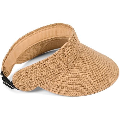 Asas-Casquette Visière En Paille De Papier Pour Femmes,Unie,Visière Solaire,Chapeau De Soleil,Casquette À Visière Réglable 04023097