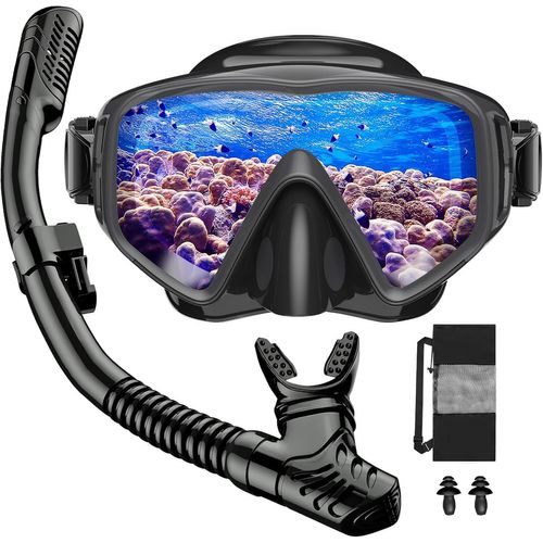 Asas-Masque De Plongée Pour Adulte,Masque Plongee Anti-Buée Et Anti-Fuite Avec Champ De Vision Panoramique À 180°,Masque Plongée Adulte Avec Tuba De Plongée Étanche,Masque Tuba Unisexe
