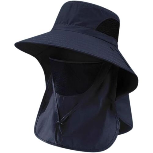 Asas-Chapeau De Soleil Avec Couvre-Visage Amovible Et Rabat Chapeaux De Pêche Protection Uv Unisexe Chapeau D'extérieur Pliable Bucket Hat Randonnée