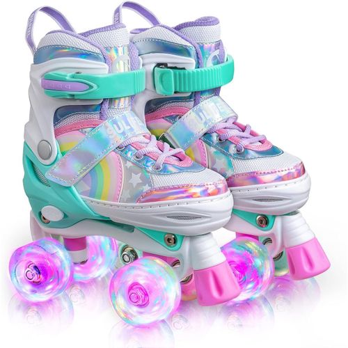 Asas-Rainbow Unicorn Roller Skates Patins À Roulettes Réglable Roues Led Spéciales,Rollers Quad Amusants Pour Enfants,Femmes Et File¿