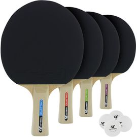 Asas-Set De 4 Raquettes De Ping-Pong Et 4 Balles Pour Table De Ping Pong-Vitesse Modérée,Rotation Standard,Précision Et Contrôle Exceptionnels-Idéal Pour Tous Les Joueurs De Ping Pong