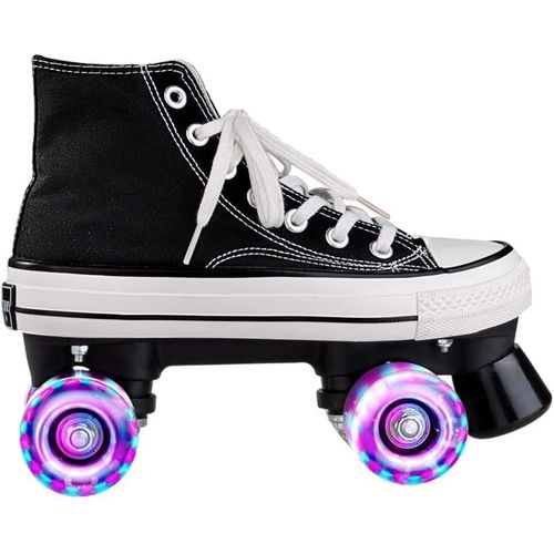Asas-Patins À Roulettes Pour Femmes Et Hommes Roller Chaussure Quad Classiques Avec Roues Led Allumées En Pu Pour Débutants En Extérieur En Intérieur,Patins A Roulettes,Roller Enfant,Adolescent Et Adulte