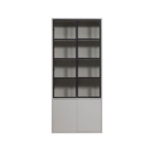 Vtwonen - Basic - Vitrine 4 Portes En Bois Et Mã©Tal H230cm  - Gris