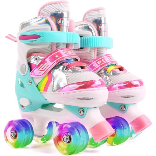 Asas-Patins À Roulettes Réglables,Roller Quad Respirant Et Confortable Avec Roues Allumées Pour Débutants Filles Enfants