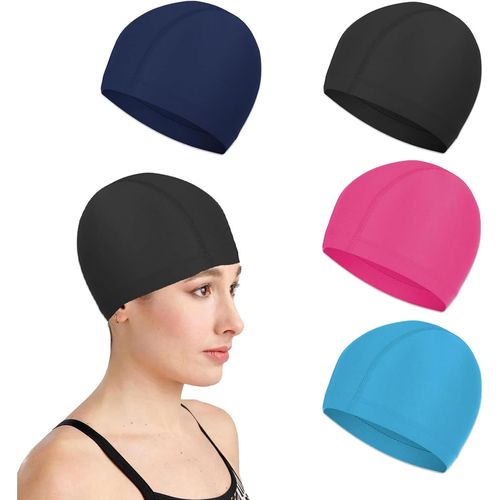 Asas-Lot De 4 Bonnets De Bain Élastiques Pour Enfants,Adolescents,Adultes,Unisexe,Bonnets De Bain Légers Et Confortables En Tissu Imperméable 