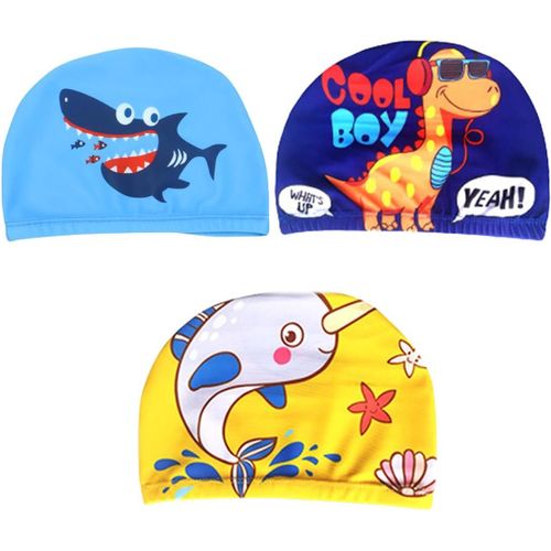 Asas-Ensemble De 3 Bonnets De Bain En Silicone Pour Garçons Et Filles Avec Cheveux Longs,Imperméables Et Adaptés Aux Enfants De 2 À 12 Ans 