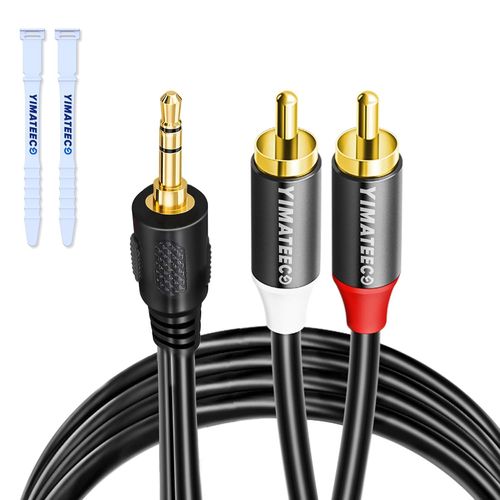 asas-Câble Jack 3.5Mm Vers 2 Rca Mâles Adaptateur Rca Jack Audio Stéréo Compatible Avec Tv Pc Smartphone Tablette Amplificateur Chaîne Hifi Dvd Barre De Son Home Cinéma Autoradio Enceinte.