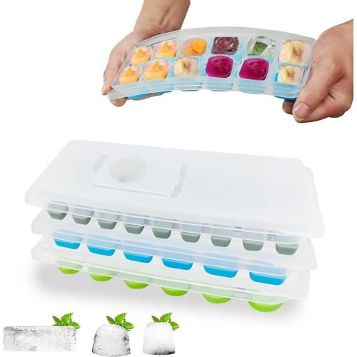Asas-3 Moules À Glaçons En Silicone Avec Couvercle,Sans Bpa. Convient Pour Les Glaçons,Cocktails,Ainsi Qu'à Conserver Les Aliments Pour Bébé,Des Glaçons De Différentes Formes,Et Sans Bpa