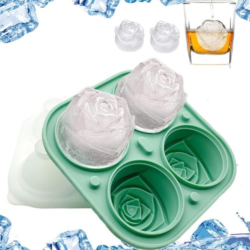 Asas-Bac À Glaçons En Silicone Avec Couvercle,Moule À Glaçons En Forme De Rose 3d,Moules Sans Bpa,Moules Flexibles En Silicone Faciles À Démouler,Réutilisables,Parfaits Pour Le Congélateur,L'eau,Le