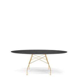 Kartell - Table Glossy - Marbre Noir - Doré - Oval - Noir