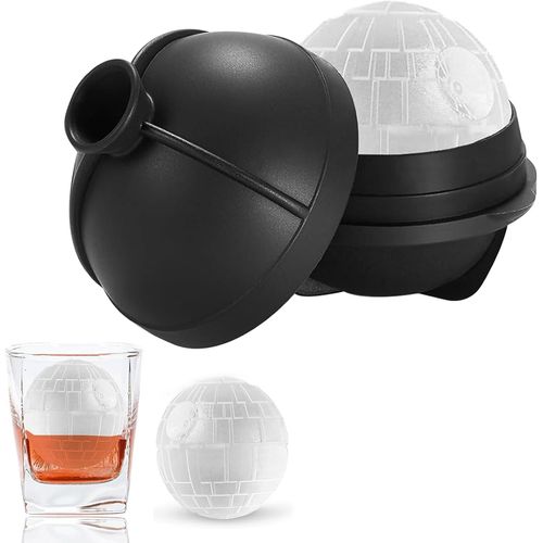 Asas-Bac À Glaçons En Moule Silicone Moule À Glaçons Star Wars Étoile De La Mort 7cm Rond Grande Bac A Glacon Avec Entonnoir Pour Boissons Cocktails Chocolat