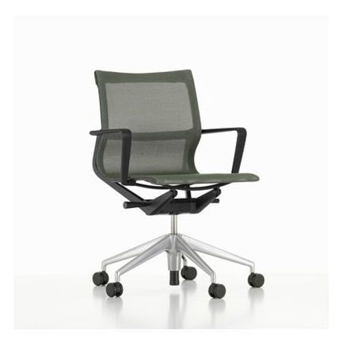 Vitra - Siège De Bureau Pivotant Physix - Poli - 03 Roseau - Noir Foncé - Roulettes Pour Tapis De Sol - Vert