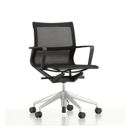 Vitra - Siège De Bureau Pivotant Physix - Poli - 06 Perle Noire - Noir Foncé - Roulettes Pour Tapis De Sol - Noir
