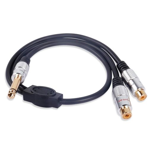 asas-Câble 6.35Mm À 2Rca,1/4 ""Mono Mâle À 2 Rca Femelle Y Splitter Câble Audio Pour Amplificateurs,Haut-Parleurs,Appareils D'Enregistrement,Etc.(50Cm)