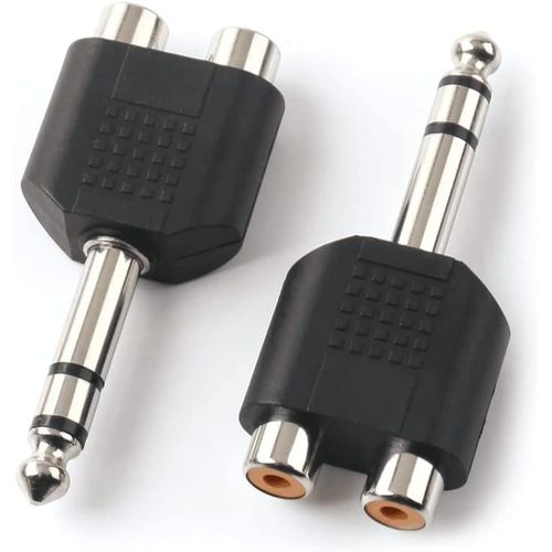 asas-Duplicateur Audio Stéréo Trs Jack 6,35Mm Mâle Vers 2X Rca Femelle|Splitter Jack Vers Rca|Compatible Avec Batterie,Contrôleur,Haut-Parleur,Piano Électrique,Amplificateur,Stéréo|1 Unité