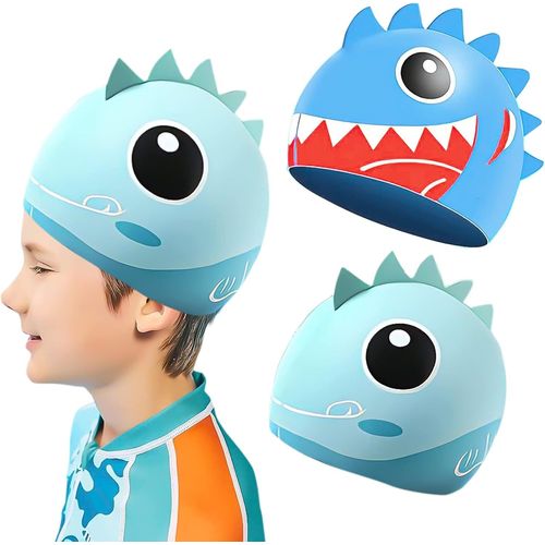 Asas-Bonnet De Bain Enfants Cheveux Longs Bonne Élasticité Bonnet De Bain Imperméable Bonnet De Bain Dinosaure Requin Bonnet De Bain Imprimé En Silicone Souple De Qualité Supérieure Pour 2-12 Ans Jeunes 