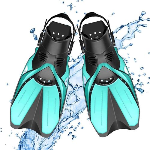 Asas-Palmes De Plongée,37-41 Palmes Unisexes Tpr Antidérapant Palmes Natation Avec Sac De Rangement Palmes Courtes Légères Palmes De Snorkeling Femmes & Hommes Pour Amateurs Débutants,Vert