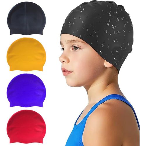 Asas-4 Pièces Bonnet De Bain Classique En Silicone Unisexe Pour Fille-Bonnet De Bain Imperméable Pour Enfant Avec Nez Antidérapant-Bonnet De Bain Pour Enfant-Bonnet De Bain Pour Enfant 