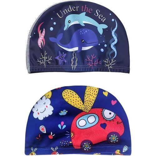 Asas-Bonnets De Bain Lot De 2 Bonnets De Bain Imperméables Pour Enfants,Bonnet De Bain Extensible En Silicone Pour Filles,Bonnet De Bain Extensible 