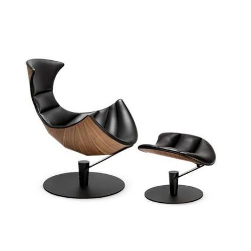 Bruunmunch - Fauteuil Lobster & Ottoman - Laqué Noir - Noyer Laqué Mat - Marron