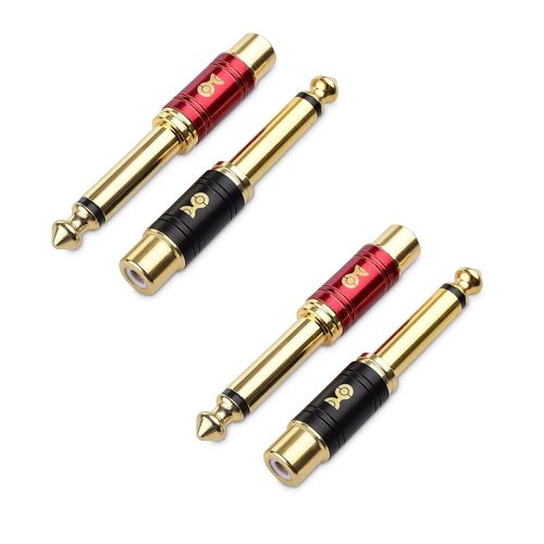 asas-Paquet De 4 Adaptateur Rca Vers 6.35Mm(Adaptateur Jack Vers Rca),Adaptateur Jack Mâle 6.35Mm Vers Rca Femelle