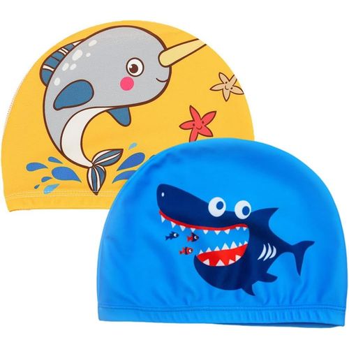 Asas-2 Pièces Bonnet De Bain Bébé,Bonnet De Bain Enfant,Bonnet De Bain Pour Enfants,Bonnet De Bain Pour Enfants,Bonnet De Bain Pour Garçons Et Filles De 4 À 10 Ans 