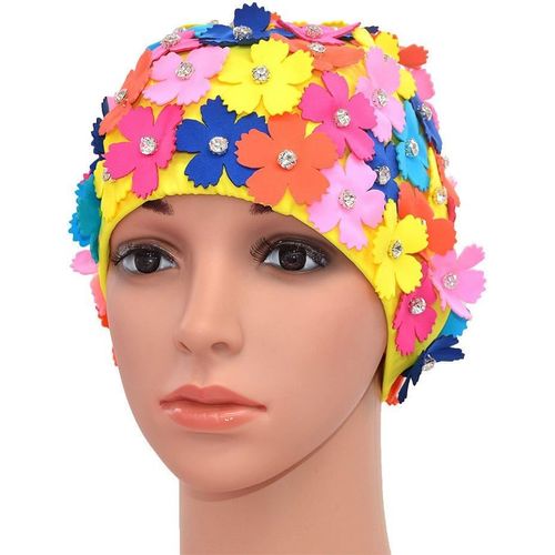 Asas-Bonnet De Bain Manuel Avec Strass Et Pétales Floraux Style Rétro Pour Femme 