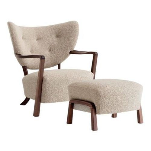 Andtradition - Fauteuil Wulff Atd2 & Pouf Atd3 - Karakorum 003 - Noyer Huilé - Beige