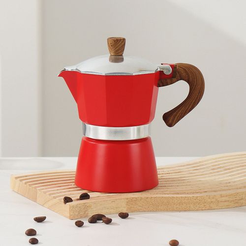 Moka Pot Machine à expresso 150 ml Cafetière légère sur cuisinière Cafetière italienne facile à utiliser pour un expresso riche Latte Cappuccino-Rouge 150ML