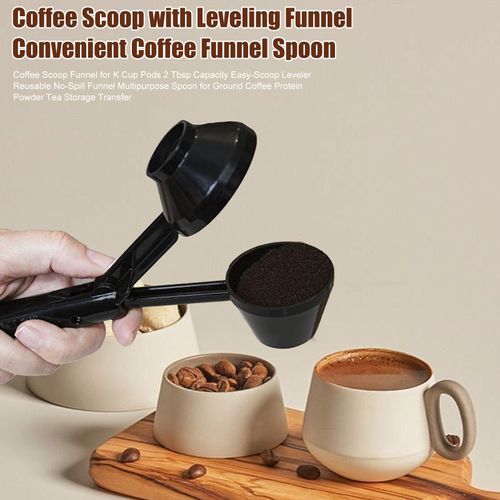Ensemble de 3 cuillères à café et entonnoirs pour dosettes K Cup, café moulu, protéines en poudre, cuillère à mesurer, cuillère à thé polyvalente avec entonnoir de nivellement