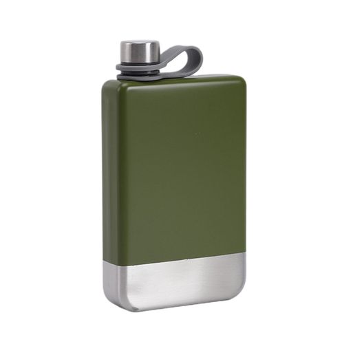 Flacon De Hanche Anti-Fuite De 9 Oz Avec Bouchon À Vis, Flacon De Hanche En Acier Inoxydable 304 Pour Tour Whisky Vin Pour Voyage-Vert Armée