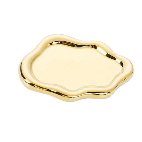 Plateau À Bijoux En Céramique, Plat À Bibelots, Design Nuage, Porte-Clés De Vanité Pour Femmes, Porte-Bague, Assiette En Argent, Bol, Décoration De Chambre, Cadeau D'anniversaire Esthétique-Ellipse Dorée